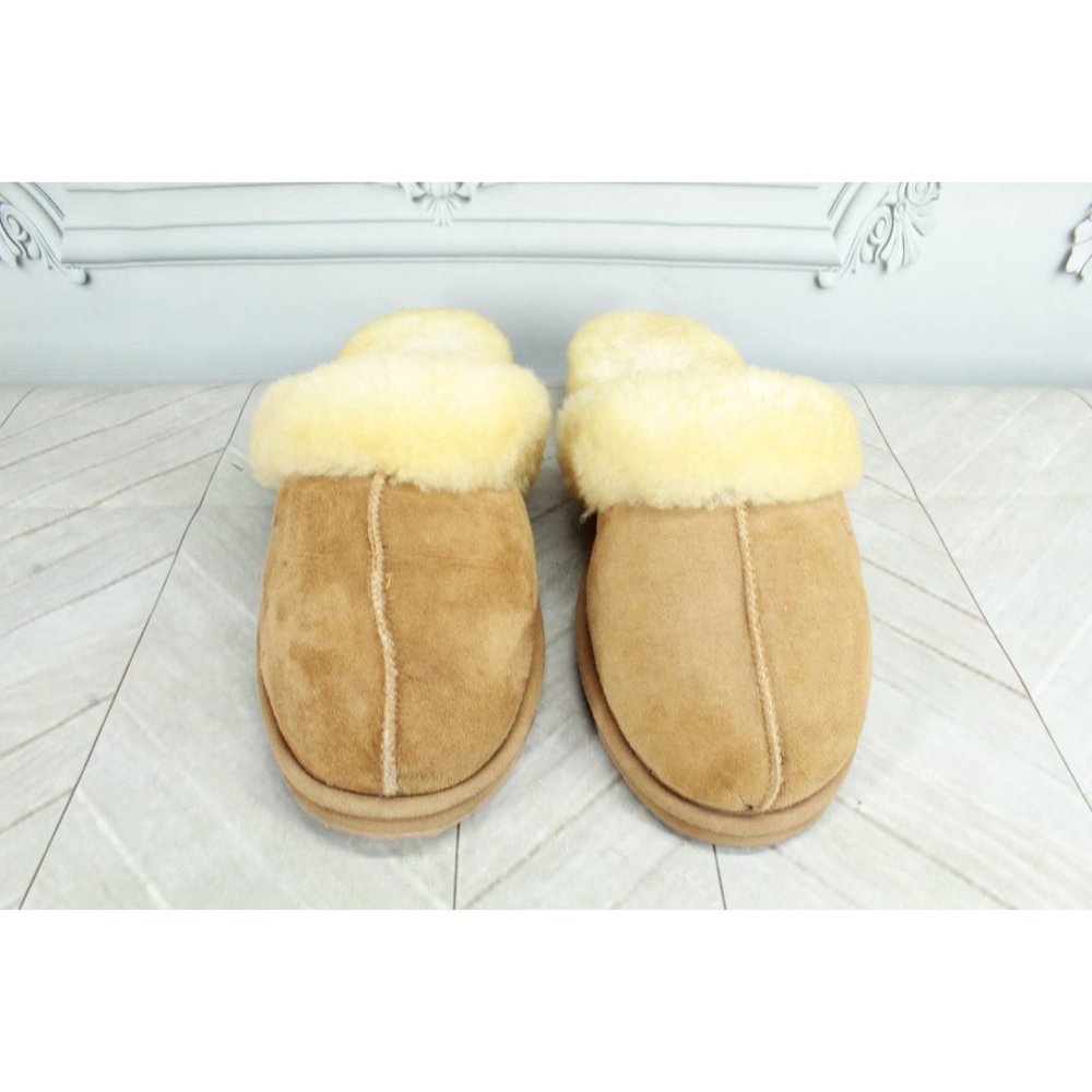 LL Bean Brown Leather Wicked Good Shearling-Lined Slides Slippers 9 M - Picture 5 of 9